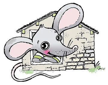 Eine Maus schaut zum Fenster raus.