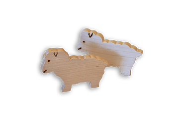 2 Holzfiguren "Schaf"